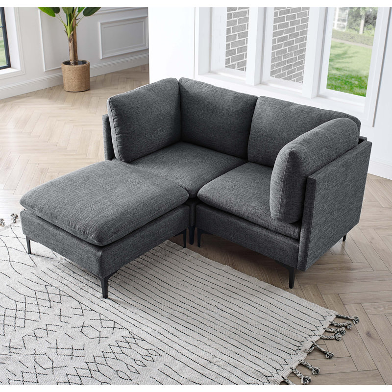Canapé modulaire rembourré avec pieds en métal, Gris foncé