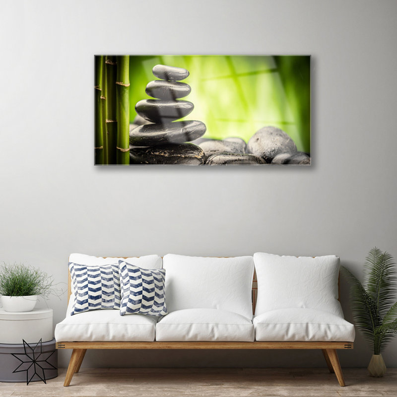 Art Bamboo Stones - No Frame Print on Glass
