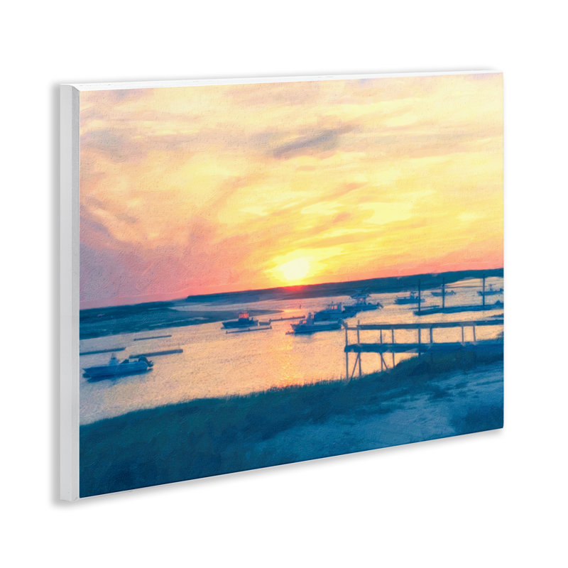  Art mural "Bateaux illuminés au coucher du soleil" par Graffi *ee Studios