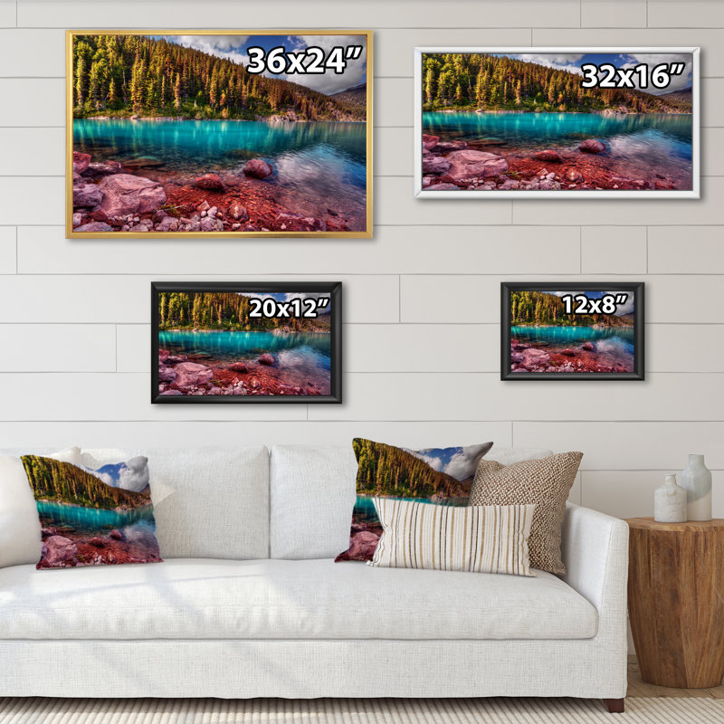 Reproduction d'art sur toile «Beaufortul Montain Lake - Lake House», H 24 po x l 36 po x P 1 po