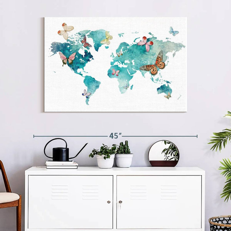 Carte du monde des papillons Aliaz, H 26 po x l 39 po