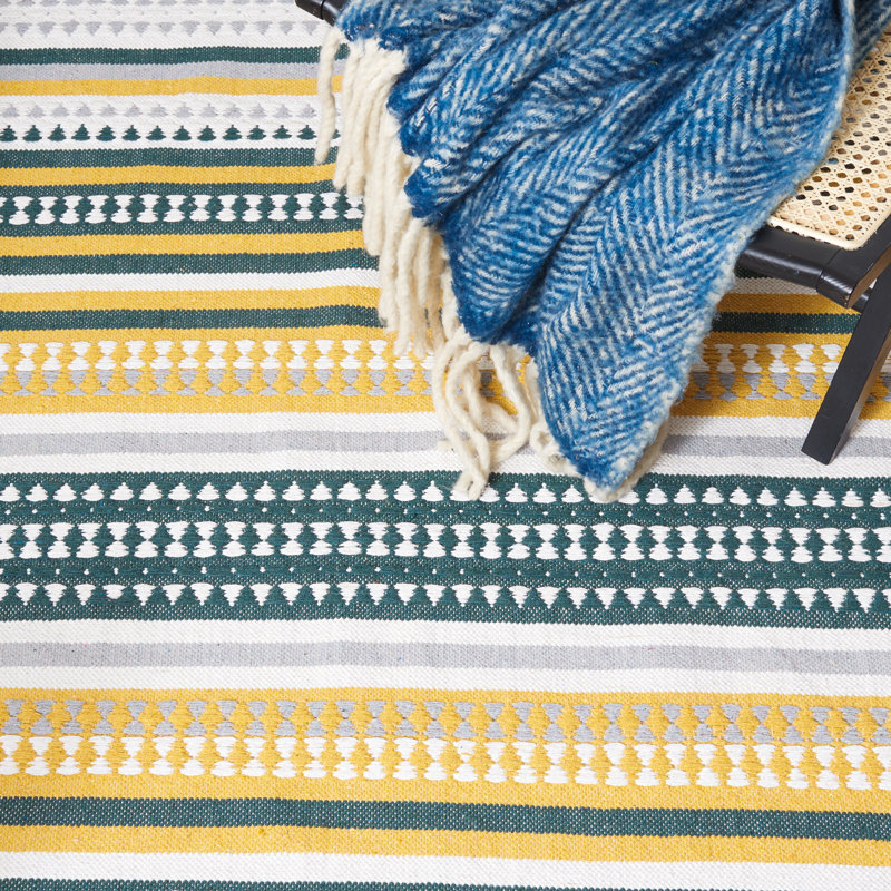 Montauk Hand Woven Cotton Striped Rug, Round 6'