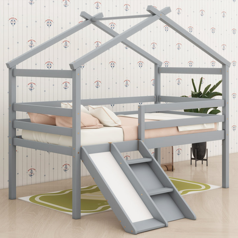 Lit mezzanine ludique avec glissade et échelle, Gris