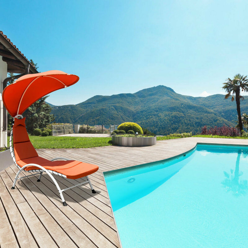 Chaise longue simple avec coussin 67,5 po, Orange