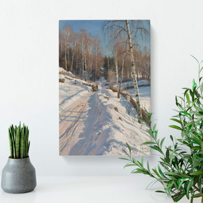 Sleigh Ride On A Sunny Winter Day by Peder Mork Monsted - Wrapped Canvas