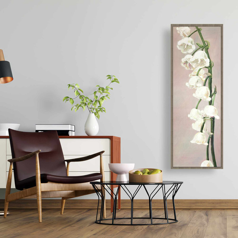 Lis de la vallée, toile encadrée, décor botanique, H 49,25 po x l 17,25 po