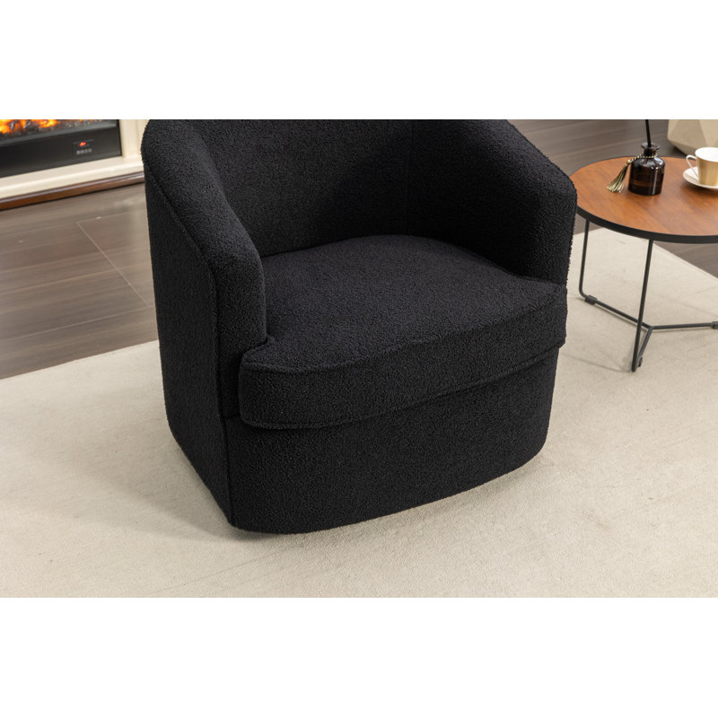 Fauteuil demi-tonneau pivotant de 29 po Jenai, Polyester noir
