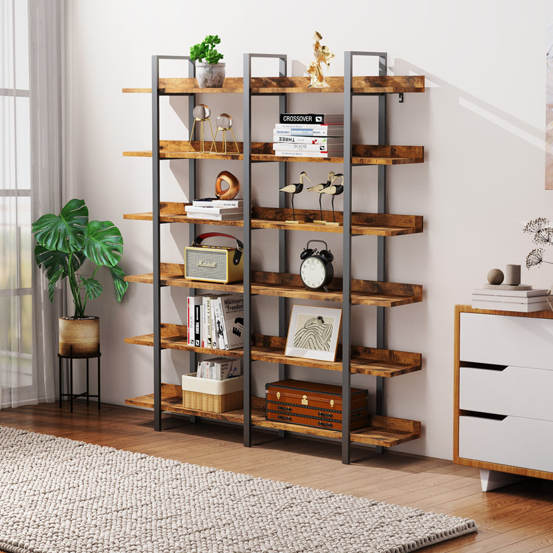 82.7'' H X 62.3'' W Double Wide 6-Tier Open Bookcase