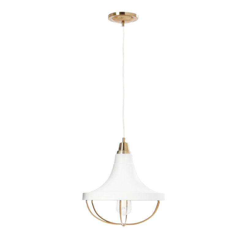 Luminaire suspendu bol 1 lumière, Laiton / blanc