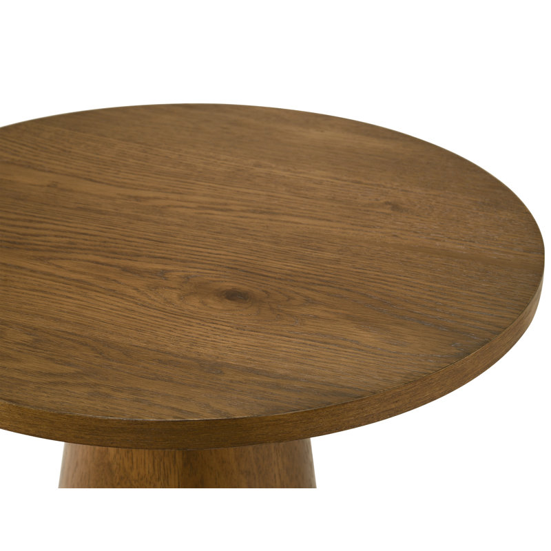  Andreacchio Pine 22" Round Wood End Table, Walnut
