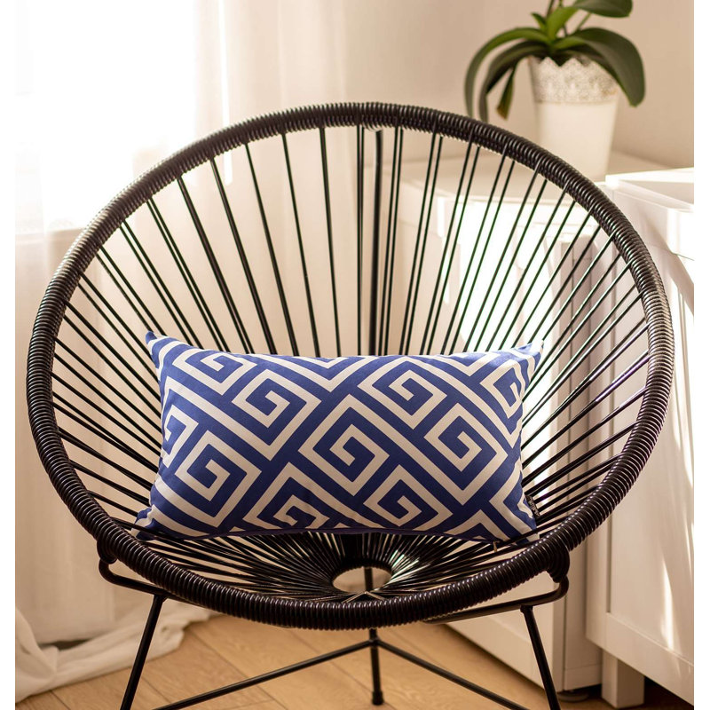 Blue Greek Key Pattern Lumbar Throw Pillow