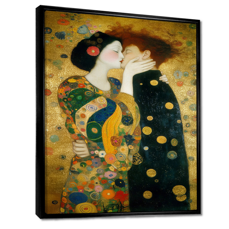 Impression intime sur toile, "Couple intime", H 32 po x l 16 po, Cadre flottant, Noir