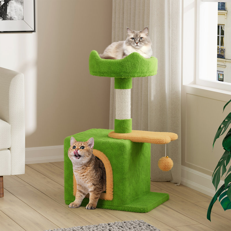 Amadahy 70cm H Cat Tree, Green/Yellow