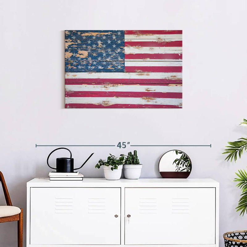 Borges Distressed American Flag, 20" H x 30" W