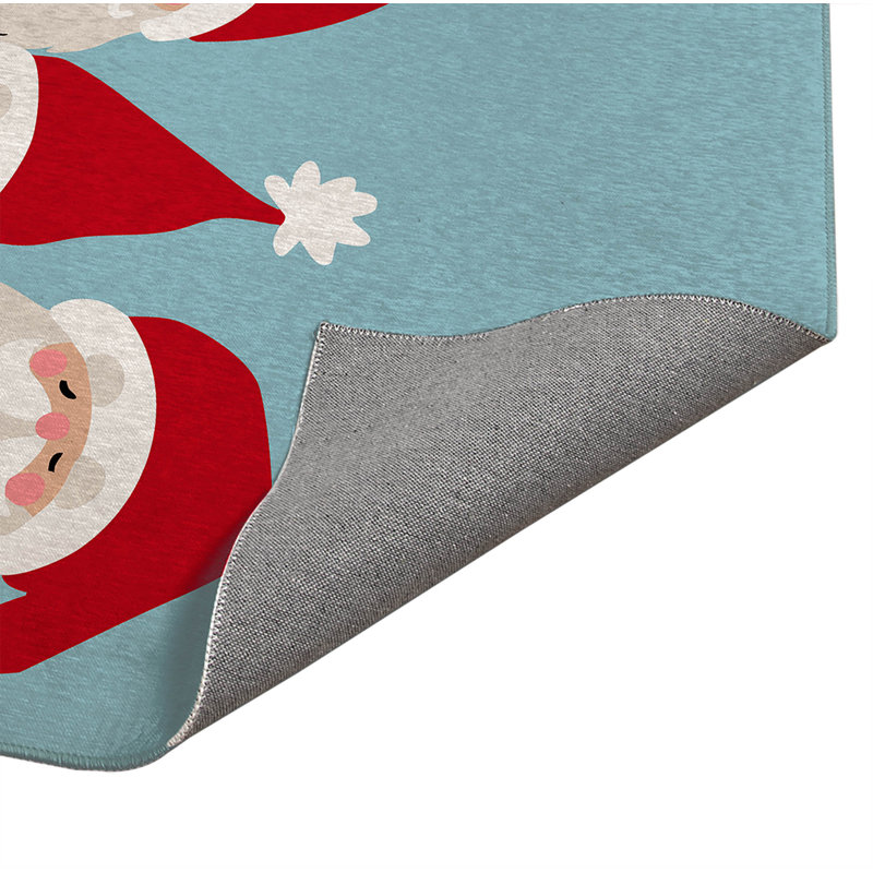 Paillasson Père Noël et flocons de neige, Bleu clair, L 24 po x L 36 po