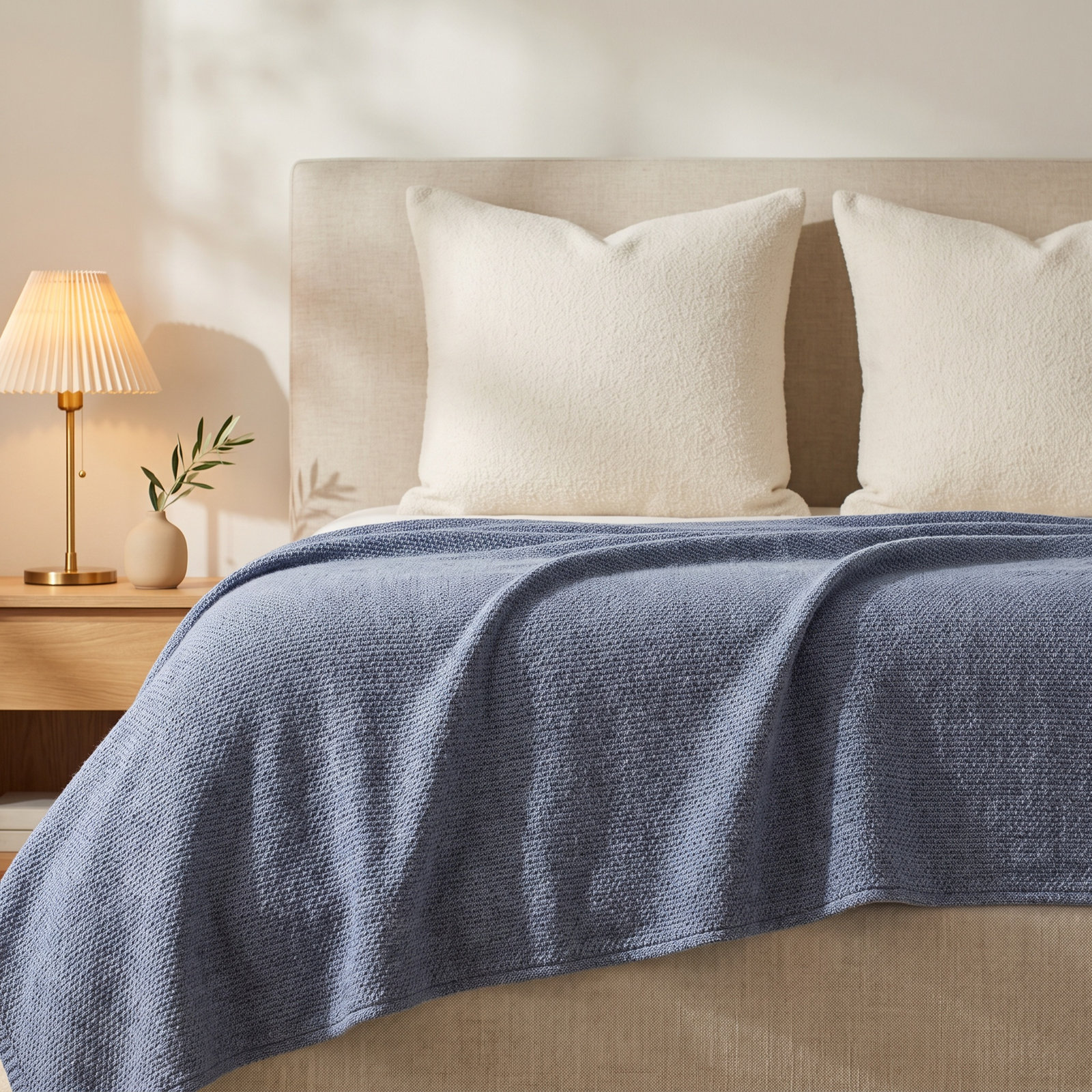 Sequoia Hand Woven Throw Blanket, Full/Queen, Sandalwood
