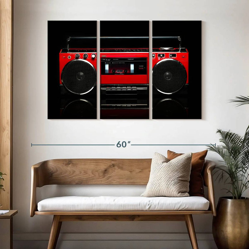 Abarca Retro Red Boom Box, 32" H x 50" W