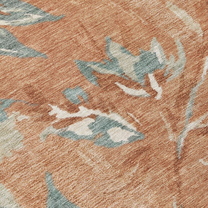 Tapis floral intérieur / extérieur lavable à la machine Chantille ACN2951, Terracotta, 8' x 10'