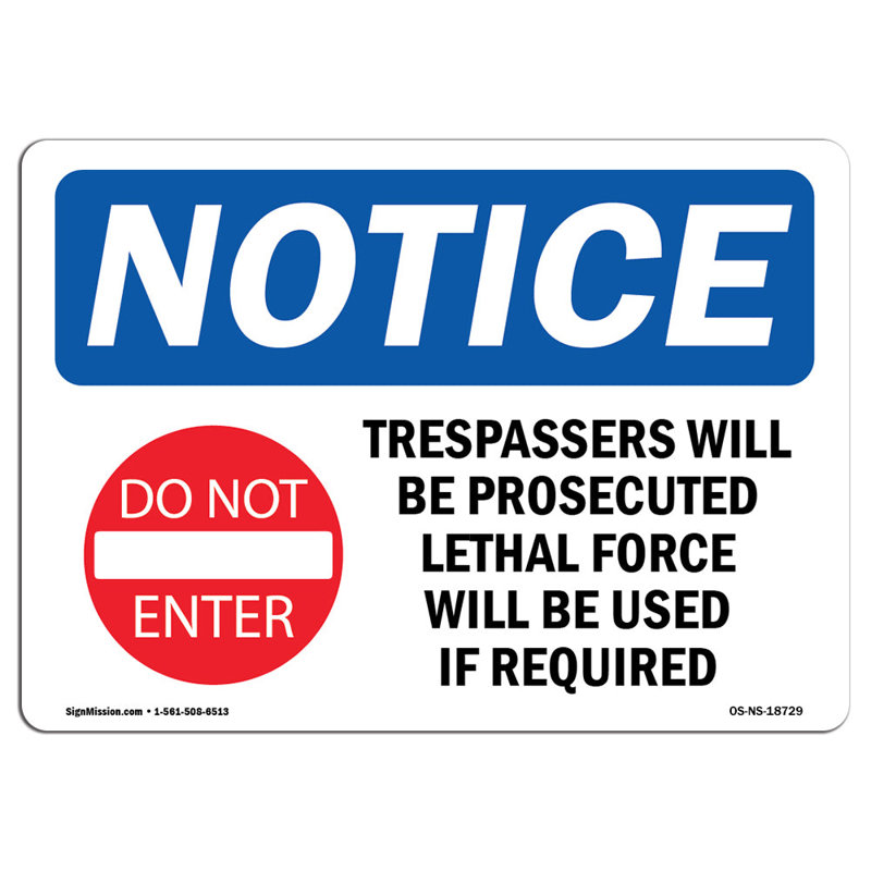 Panneau en aluminium 18 x 24 Trespassers