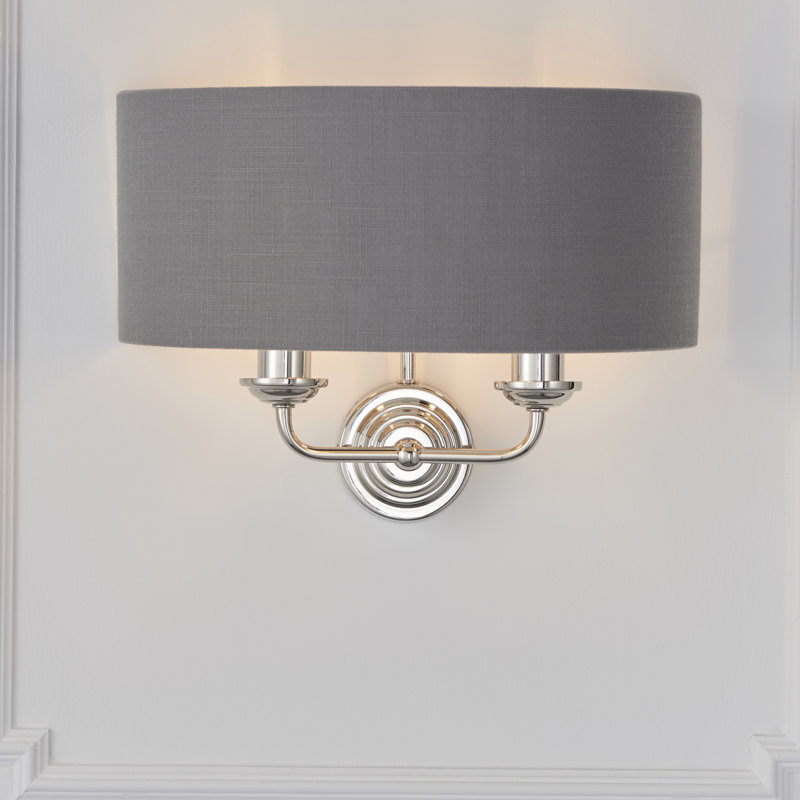 Landover Armed Sconce, Bright Nickel, Charcoal