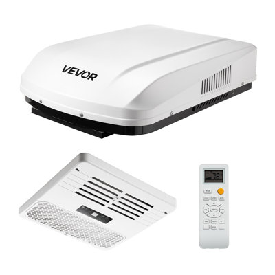 Climatiseur pour véhicule récréatif, unité de climatisation pour véhicule récréatif de 1 300 BTU, climatiseur de toit à conduit 120 V avec compresseur à vitesse variable, unité de climatisation silencieuse facile à installer avec bouton de la BAD et télécommande, blanc