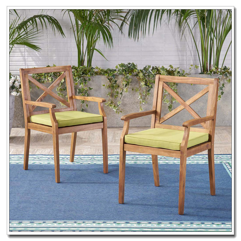 Fauteuil d'extérieur en bois d'acacia pour la cour, la piscine et le jardin, Vert
