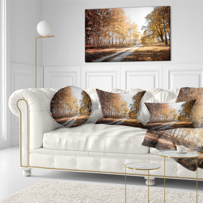 Coussin lombaire en bouleau d’automne, droit forest road
