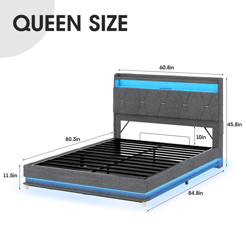 Lift Up Storage Bed Frame With Charging Station