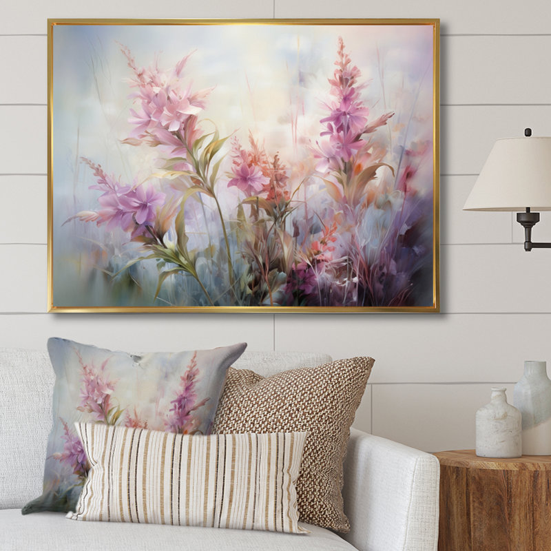 " Plants Romantic Impression I ", Gold Floater Framed, 24" H x 32" W x 1" D