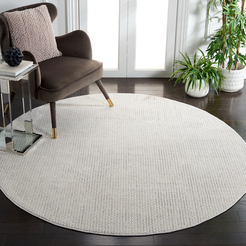 Tapis tissé à la machine Solmari - gris clair / irové, Rond 6 pi 7 po