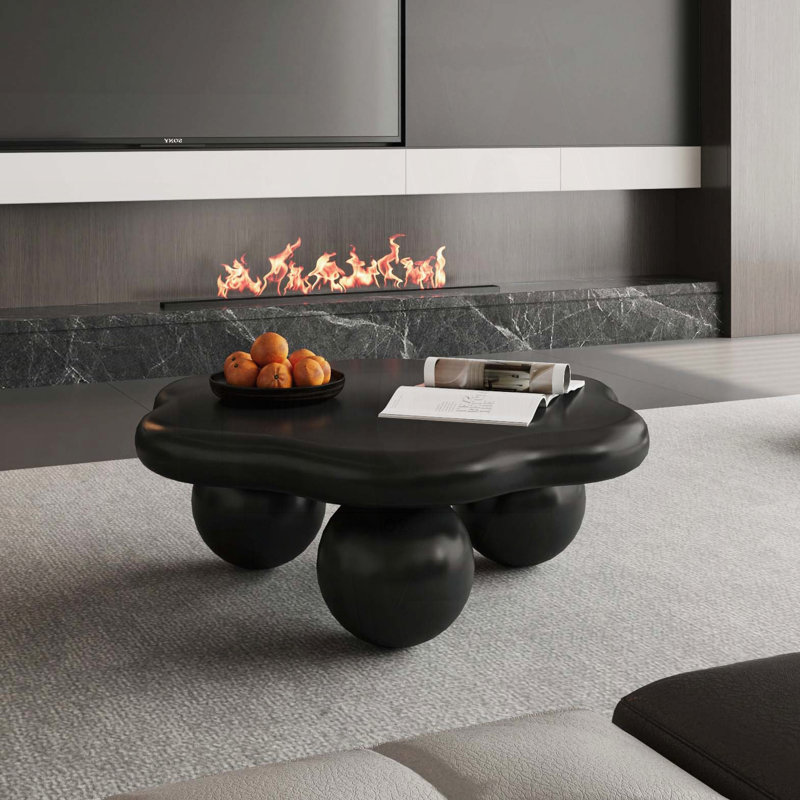 Table basse en forme de nuage avec pieds sphériques - Noir mat