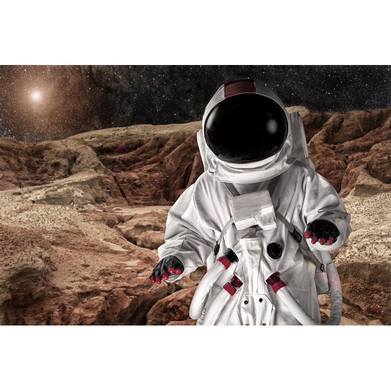 Astronaut On Mars Or The Moon - Wrapped Canvas Print, 61cm H x 91cm W x 3.8cm D