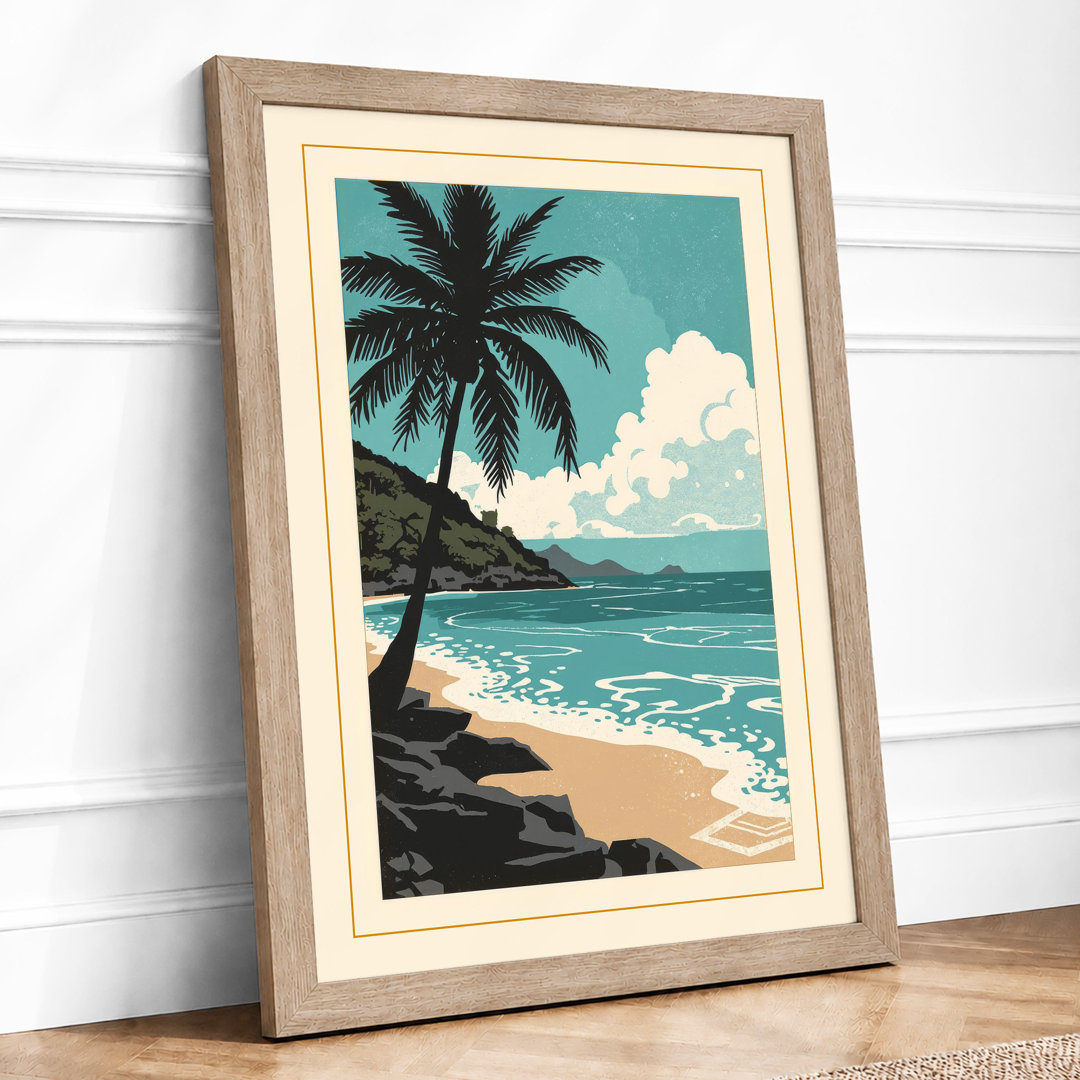 Tropical Palm at Dawn Coastal - Framed Print