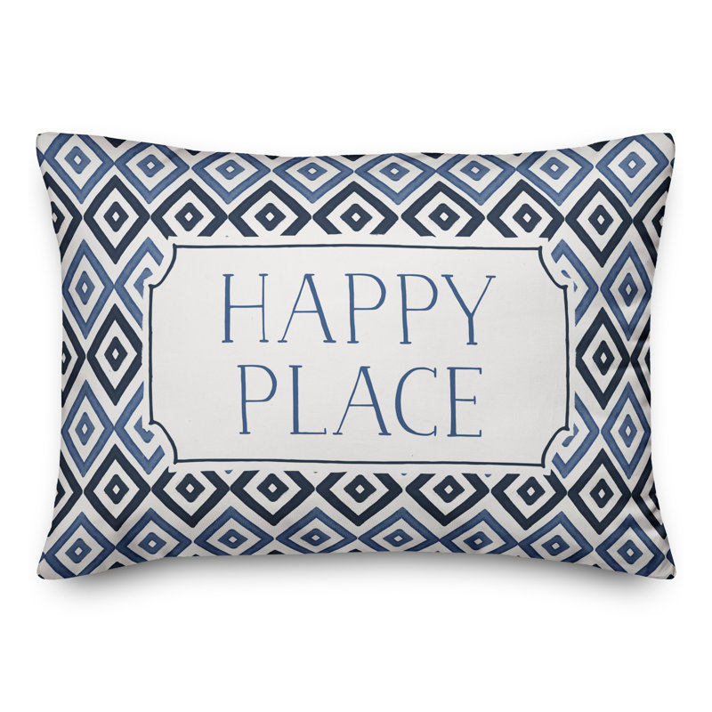 Geometric Outdoor Reversible Throw Pillow, Blue