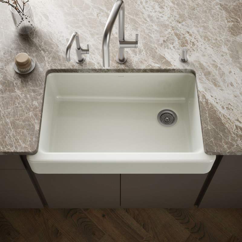 Whitehaven® Self-Trimming 36" L x 22" W Farmhouse Kitchen Sink, Almond