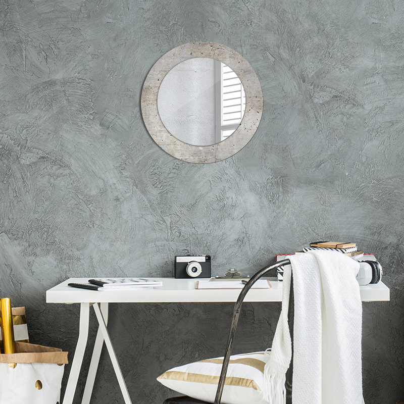 Huldar Glass Flat Wall Mirror, Gray Concrete, 50cm H x 50cm W