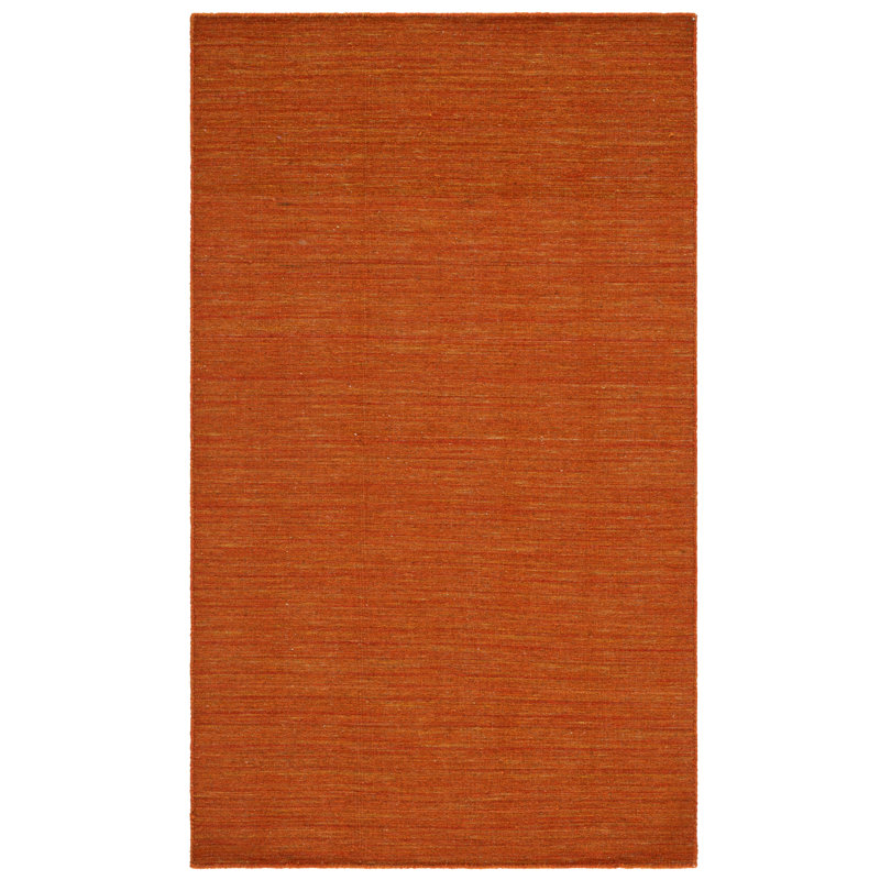 Brandal Hand Loomed Wool/Cotton Rug in Orange, Rectangle 3' x 5'