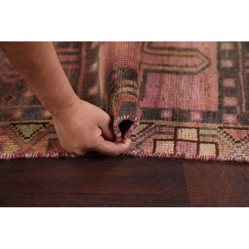 Tapis multicolore en laine noué à la main de conception unique 4 pi 0 po x 8 pi 3 po Oba