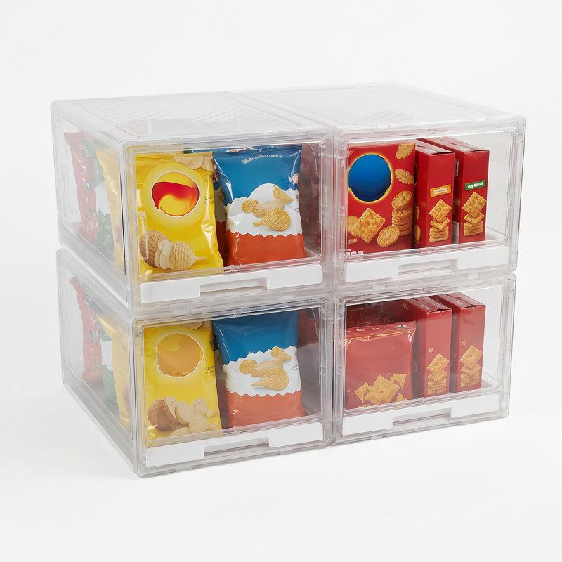 4 pièces / ensemble organisateur de chapeaux transparents, porte-chapeaux empilable avec tiroirs, contient 10 à 12 casquettes de baseball par boîte
