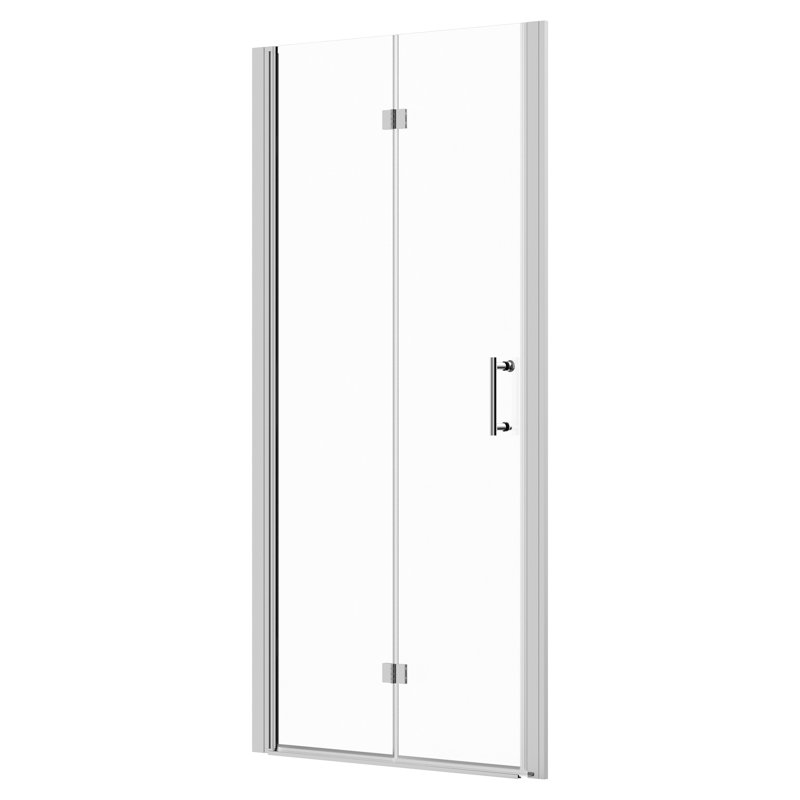 30" W x 72" H Bifold Pivot Shower Door with 1/4" Tempered Glass, Stainless Steel Chrome Frame, Chrome