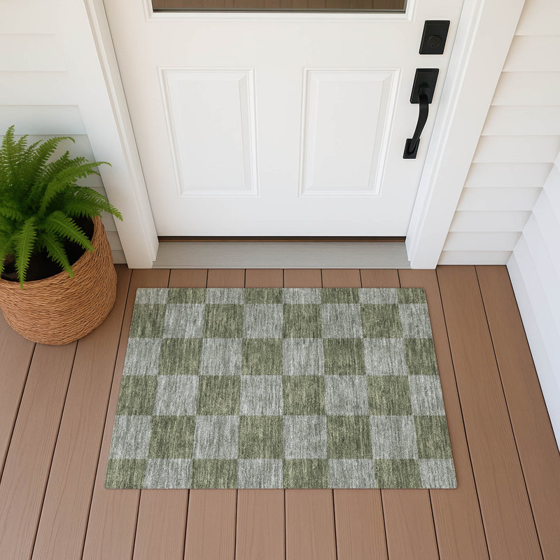 Tapis géométrique intérieur / extérieur lavable en machine ACN2345, Rectangle 1 pi 8 po x 2 pi 6 po