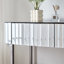 Console à miroir de 39 po avec base en acier inoxydable, 2 tiroirs de fabrication créative, polyvalente pour la chambre à coucher et le bureau, argent, élégance contemporaine et chic-222633667