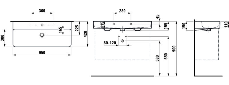 Val 37.4'' L Bathroom Sink, Without Hole