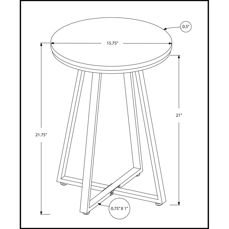 Accent Table, Side, Round, End, Nightstand, Lamp, Laminate, Metal, Contemporary, Modern