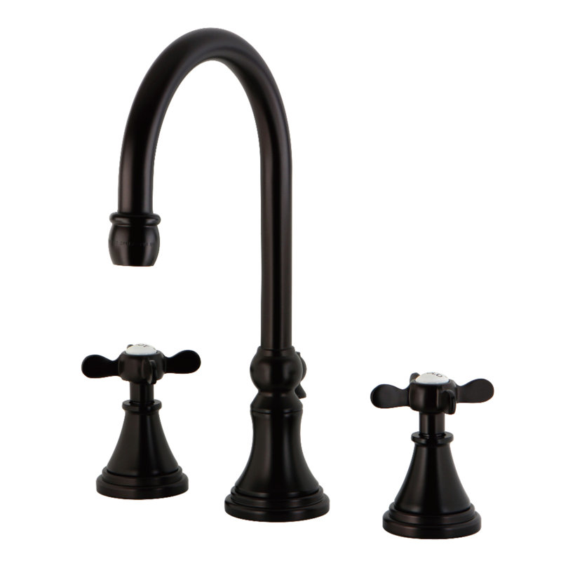 Kingston Brass Essex Two-Handle 3-Hole Deck Mount Widespread Bathroom Faucet with Brass Pop-Up Drain, Oil Rubbed Bronze