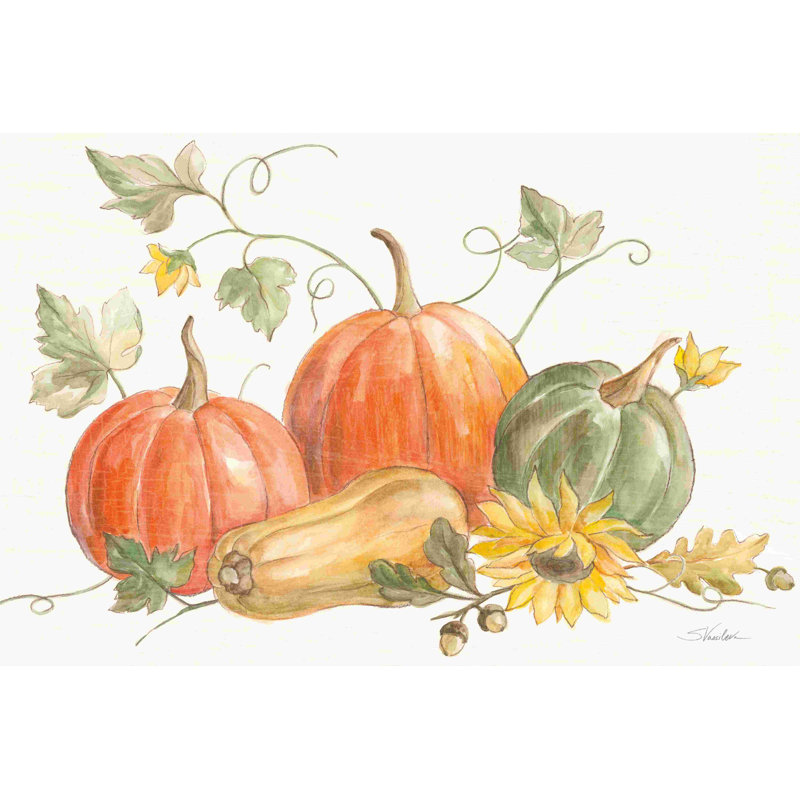 «Happy Harvest Pumpkins» par Silvia Vassileva, reproduction sur toile tendue, H 32 po x l 48 po