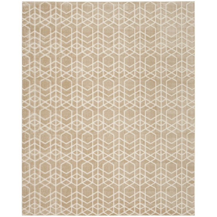 Nourison Washable Charm 2'2" x 8' Beige Ivory Modern Indoor Rug
