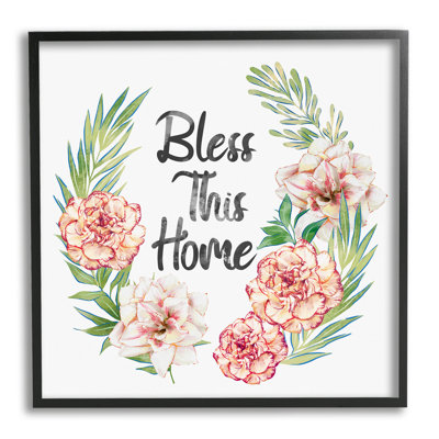 «Bless This Home Saying Coral Pink Floral Arrangement» par Ziwei Li - Peinture