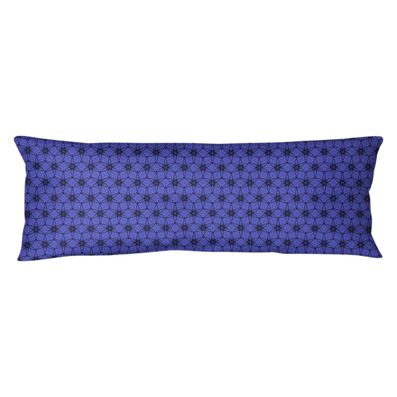Coussin lombaire géométrique à cercles ornés, Bourre en polyester, Bleu / noir