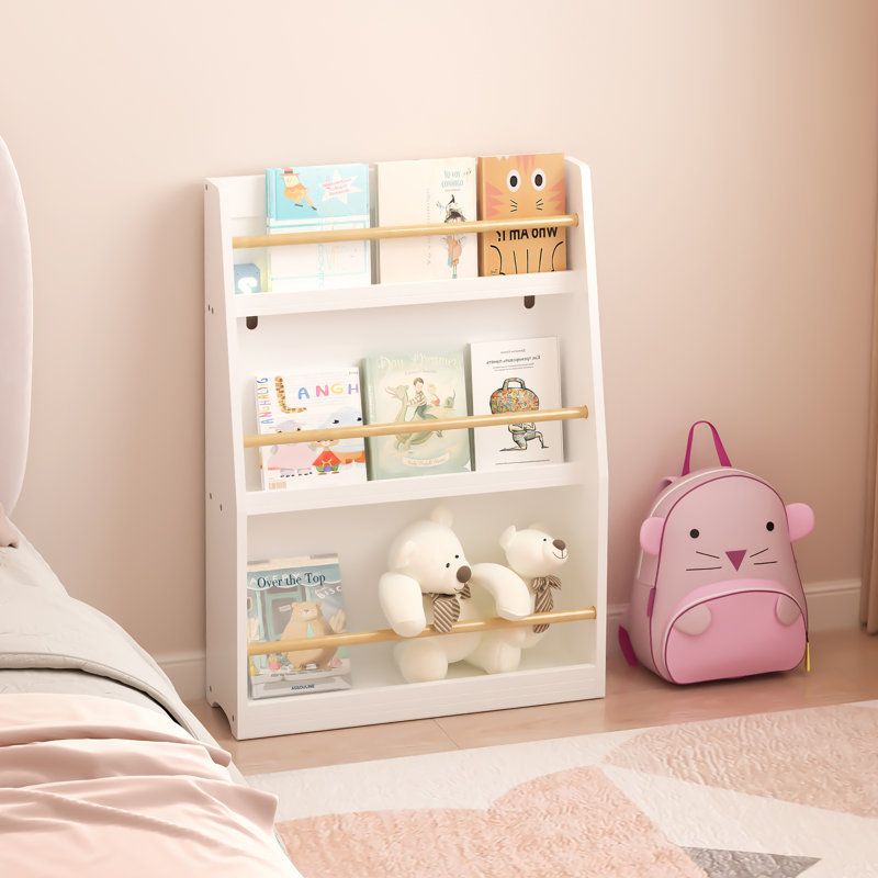 Bibliothèque pour enfants à 3 niveaux, support pour livres pour enfants, aide à garder les chambres, les salles de jeux et les salles de classe organisées, blanc